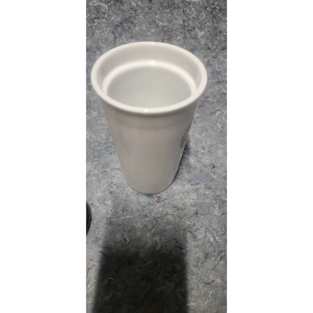 Starbucks‎ White Green Logo Ceramic Travel Tumbler with Side Lid 10oz